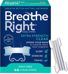 Nasal Strips, Extra Strength Clear Nose Strips, Drug Free Nasal Congestion Relief for Better Breathing, Help Relieve Snoring, Caused by Colds & Allergies, Deviated Septum, 44Ct