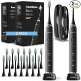 Black Series Ultra Whitening Toothbrush – ADA Accepted Electric Toothbrush- 8 Brush Heads & Travel Case – 40,000 VPM Electric Motor & Wireless Charging - 4 Modes W Smart Timer