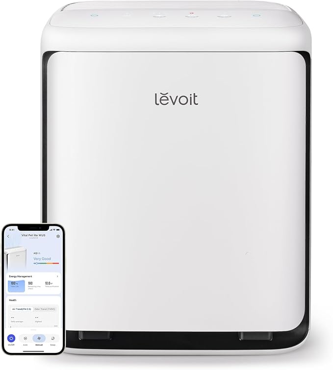 LEVOIT Air Purifier for Home Allergies Pet Hair in Bedroom, Covers up to 1073 Ft² by 56W High Torque Motor, AHAM VERIFIDE, 3-In-1 Filter with HEPA Sleep Mode, Remove Dust Smoke Odor, Core300-P, White