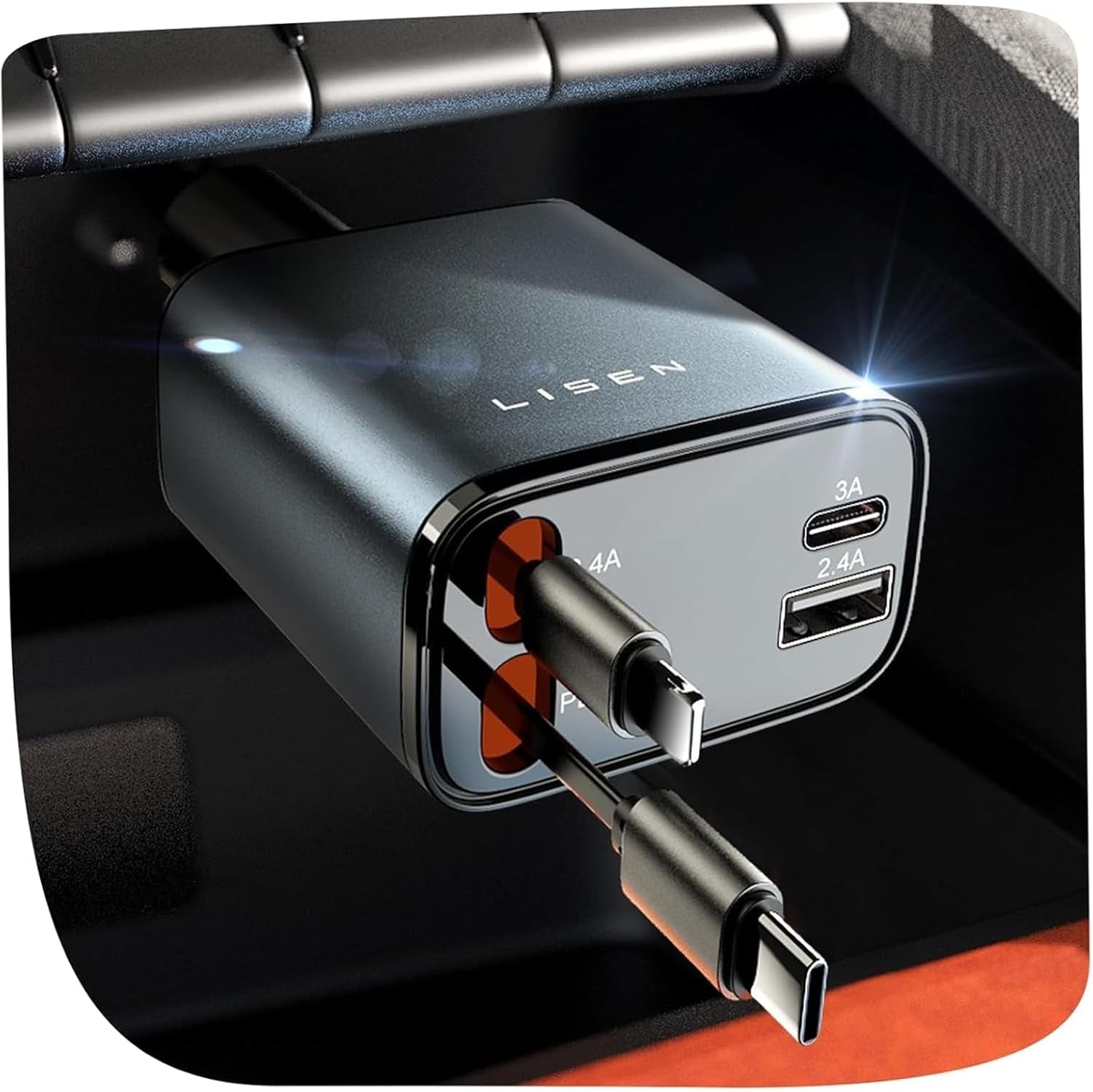 Retractable Car Charger, 84W Car Charger USB C Fast Charger, Cigarette Lighter USB Charger Adapter, Car Accessories Birthday Gifts for Men Women Dad Mom Husband, for Iphone 17 16 15 14 13 12 11