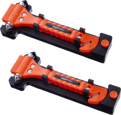 Emergency Escape Tool, Window Breaker and Seatbelt Cutter, Car Safety Hammer with Protective Bracket, Bright Orange, 2 Pack, SW-835