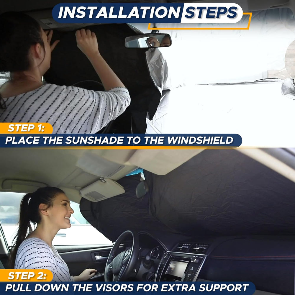 Car Windshield Sunshade | Blocks 99% Heat & Keeps Interior Cool | Universal Fits Cars, Suvs, Trucks | Automotive Sun Screen, Visor & Car Accessories for Summer | Medium (64X32 Inches)