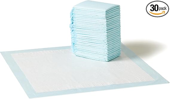 Leak-Proof Dog and Puppy Potty Training Pee Pads with Quick-Dry 5-Layer Super Absorbent Design, Regular Size 22 X 22 Inch, Blue & White, 100 Count