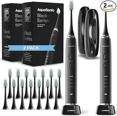 Black Series Ultra Whitening Toothbrush – ADA Accepted Electric Toothbrush- 8 Brush Heads & Travel Case – 40,000 VPM Electric Motor & Wireless Charging - 4 Modes W Smart Timer
