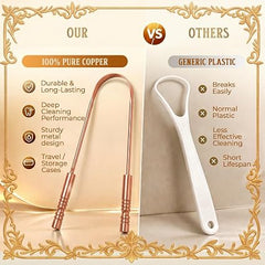 Tongue Scraper for Adults with Multicolor Travel Cases (2 Pack), 100% Stainless Steel, Reduce Bad Breath, Tongue Scrubber, Easy to Use, Tongue Cleaner for Oral Care & Hygiene