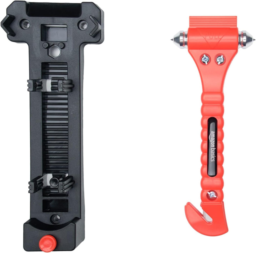 Emergency Escape Tool, Window Breaker and Seatbelt Cutter, Car Safety Hammer with Protective Bracket, Bright Orange, 2 Pack, SW-835