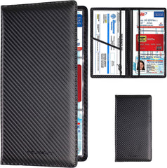 Car Registration and Insurance Card Holder, Vehicle License Document Glove Box Compartment Organizer, Interior Car Accessories for Women Men (Carbon Fiber Black)