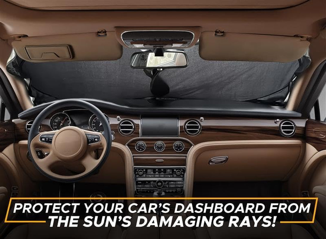 Car Windshield Sunshade | Blocks 99% Heat & Keeps Interior Cool | Universal Fits Cars, Suvs, Trucks | Automotive Sun Screen, Visor & Car Accessories for Summer | Medium (64X32 Inches)