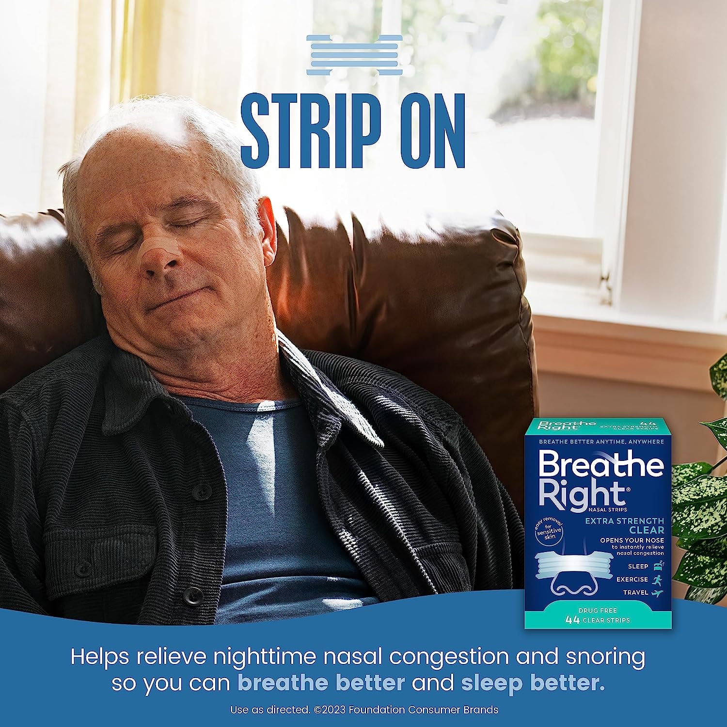 Nasal Strips, Extra Strength Clear Nose Strips, Drug Free Nasal Congestion Relief for Better Breathing, Help Relieve Snoring, Caused by Colds & Allergies, Deviated Septum, 44Ct