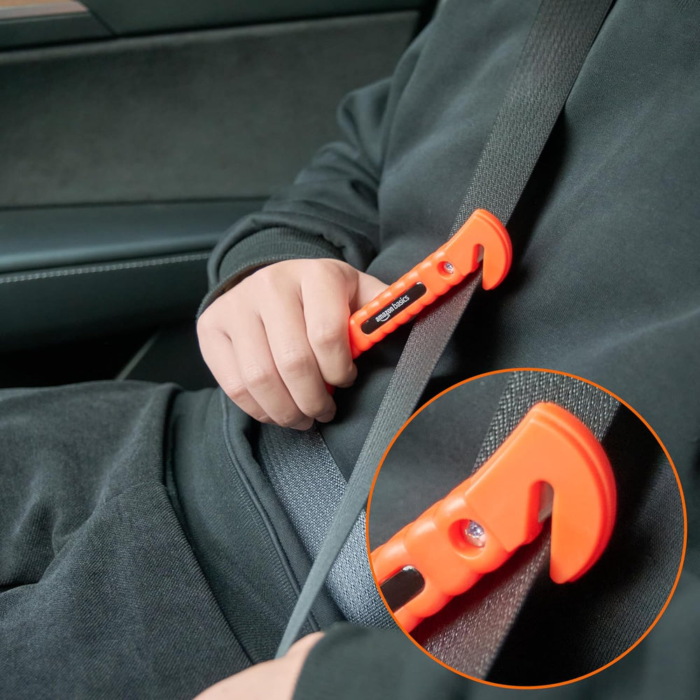 Emergency Escape Tool, Window Breaker and Seatbelt Cutter, Car Safety Hammer with Protective Bracket, Bright Orange, 2 Pack, SW-835