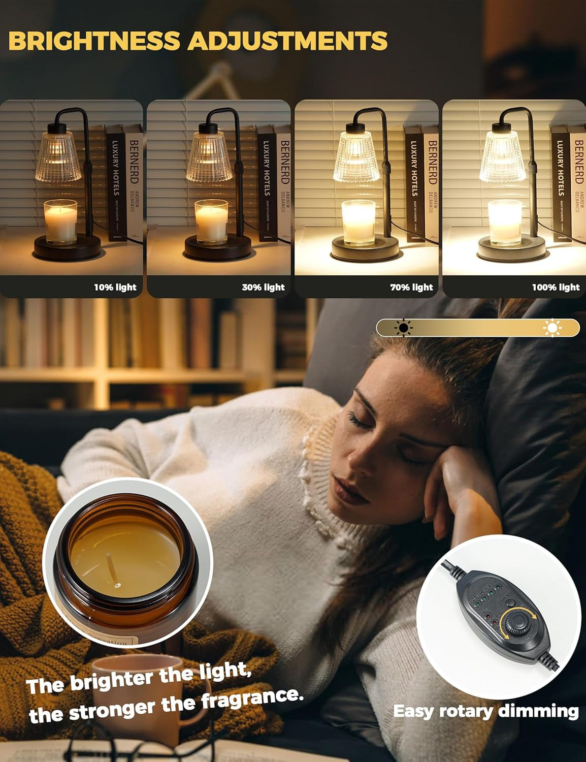 Candle Warmer Lamp with Cycle Timer, Birthday Gifts for Women Mom Her, House Warming Gifts New Home Room Decor, Wax Melt Warmer for Jar Candles with 2 Bulbs