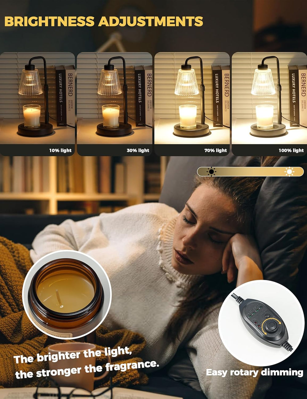 Candle Warmer Lamp with Cycle Timer, Birthday Gifts for Women Mom Her, House Warming Gifts New Home Room Decor, Wax Melt Warmer for Jar Candles with 2 Bulbs
